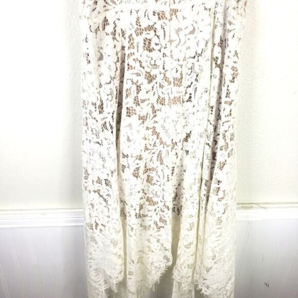 Women's Lulu's Elegant White Nude HI-LOW Lace Dress Size Medium - Picture 4 of 9